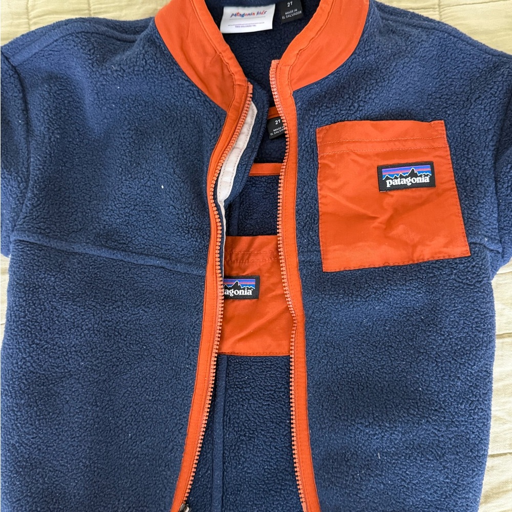Patagonia Matching Set: Navy and Tangerine Fleece Jacket